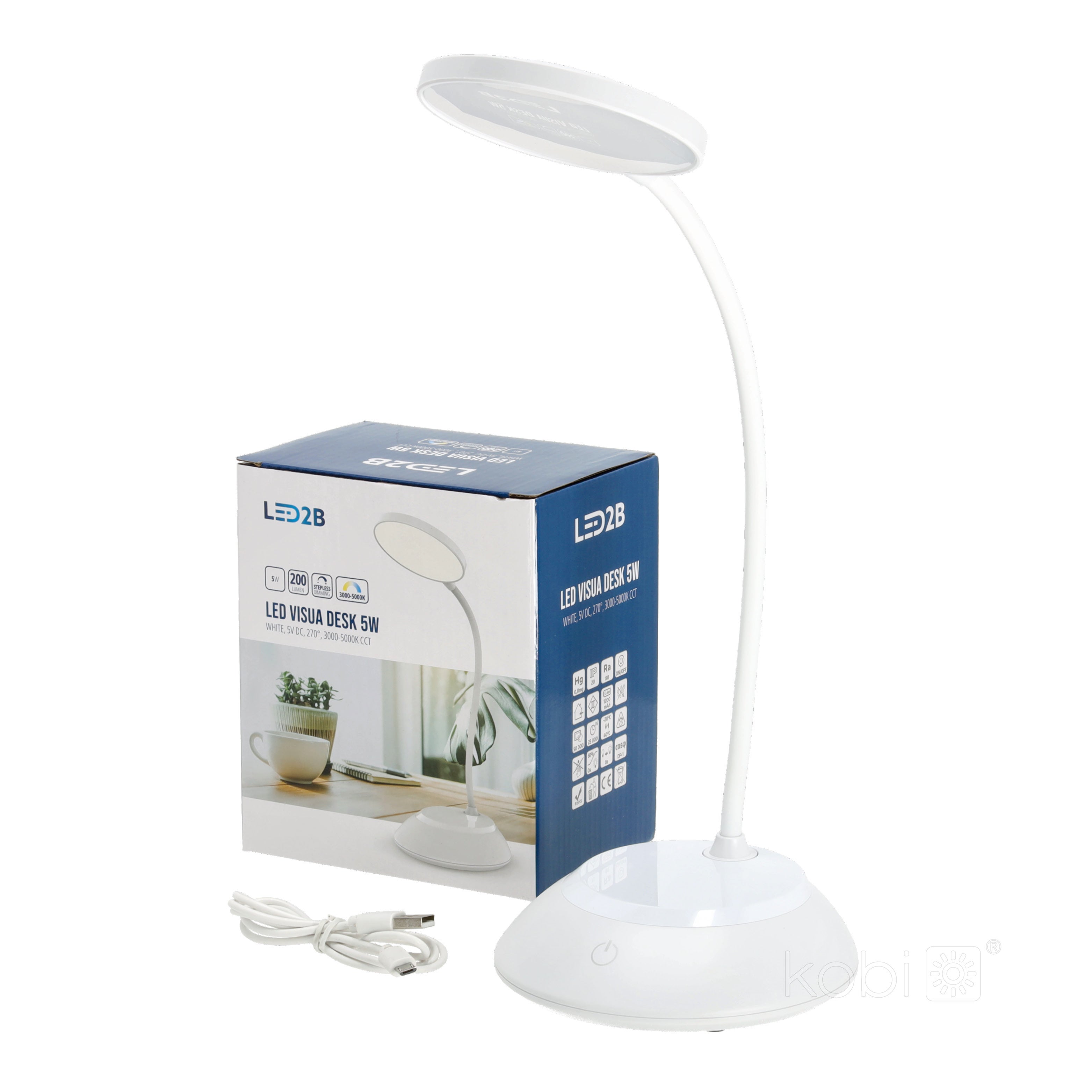 Lampka biurkowa Led Visua Desk 5W 200lm USB-A ściemnialna biała 3