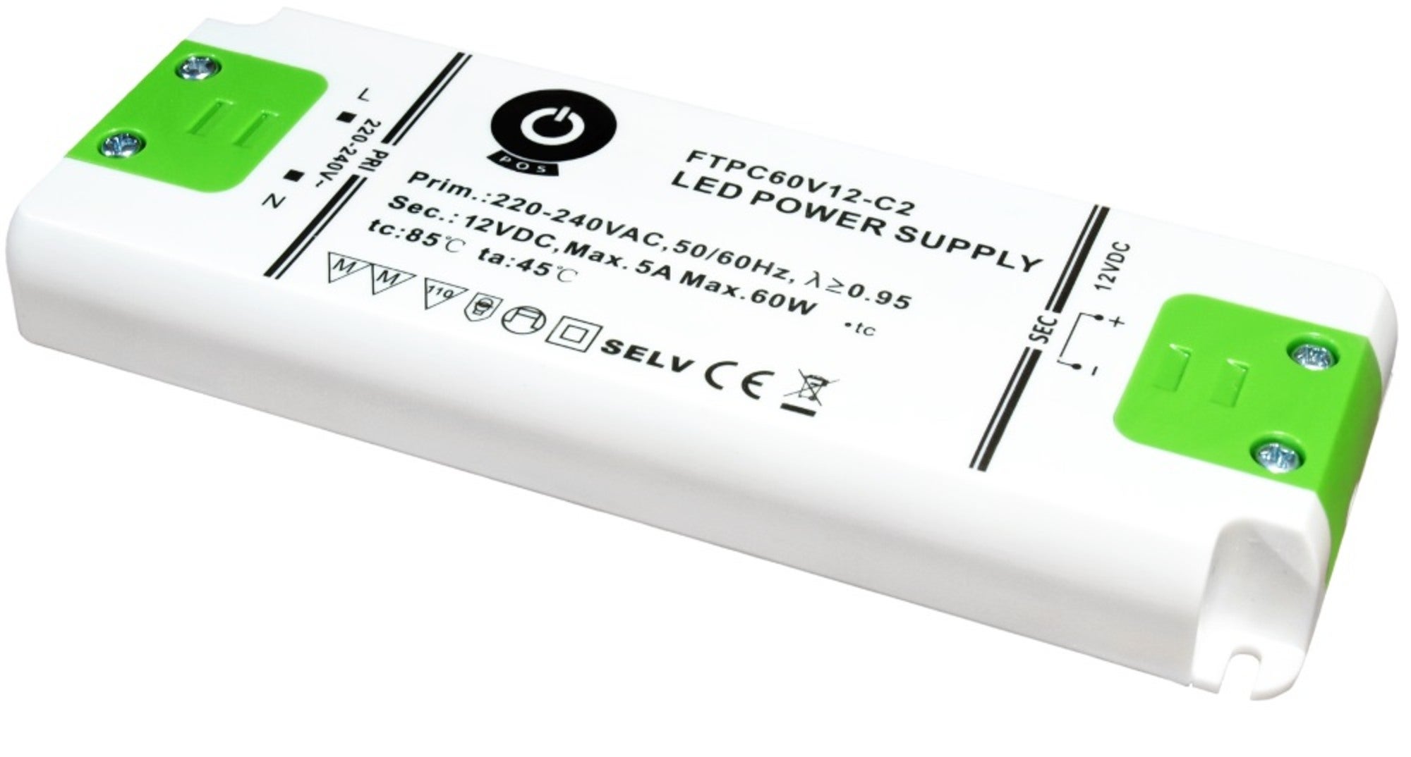 Zasilacz LED 60W 12V IP20 niski slim 0