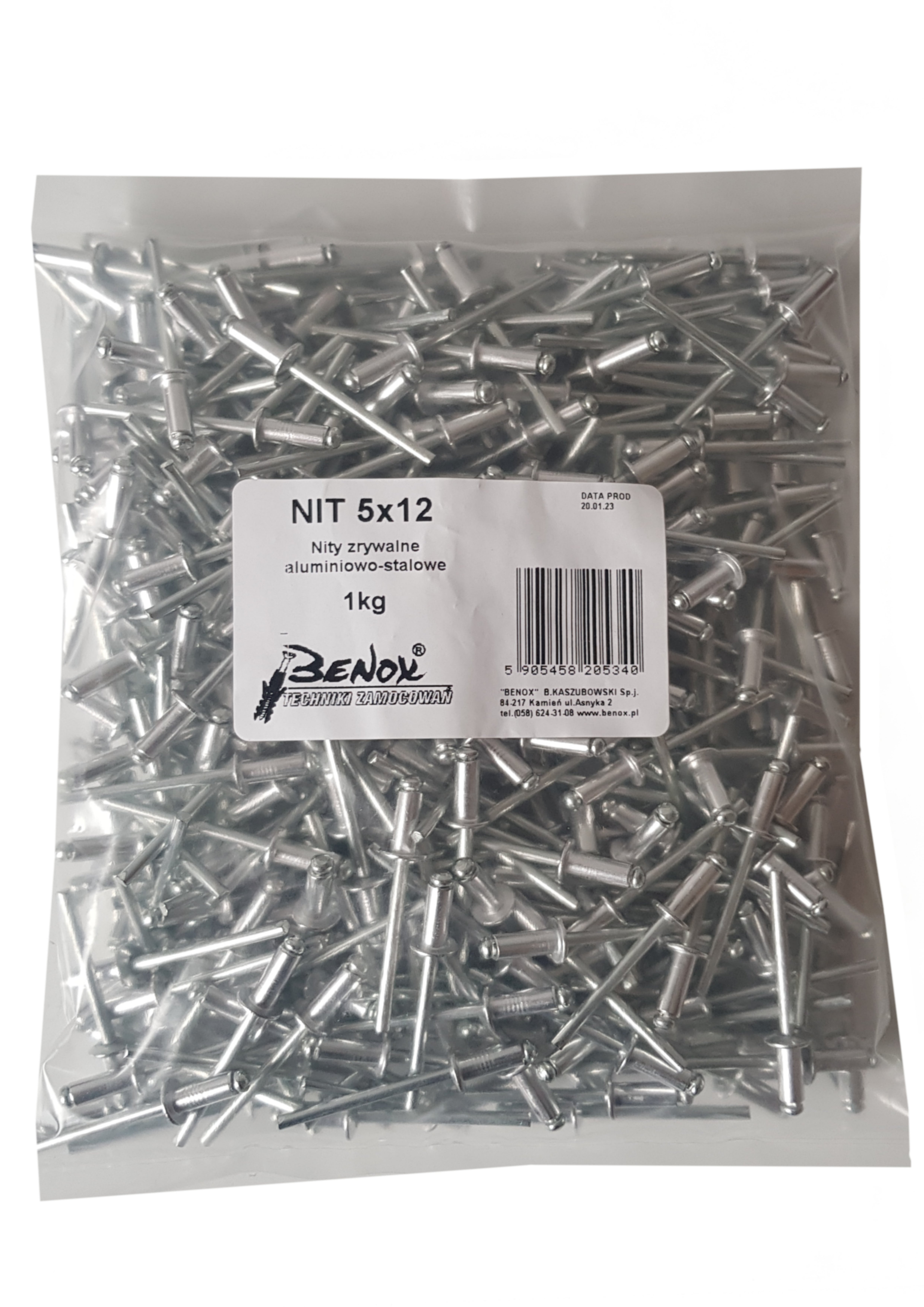Nity zrywalne aluminiowe 5x12 mm (5 kg.) 1