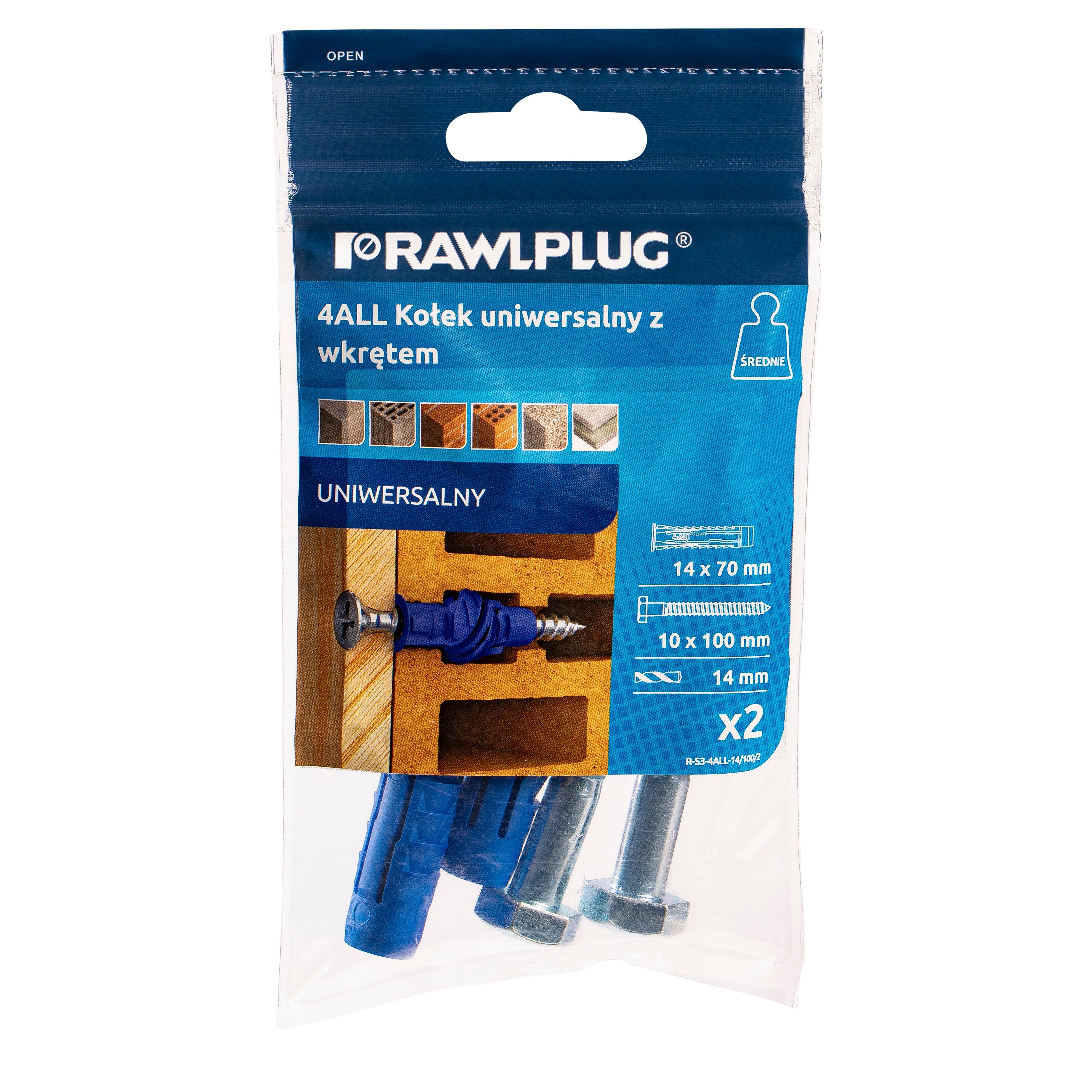 Kołek uniwersalny 4ALL 14x70 mm z wkrętem (2 szt.)  1