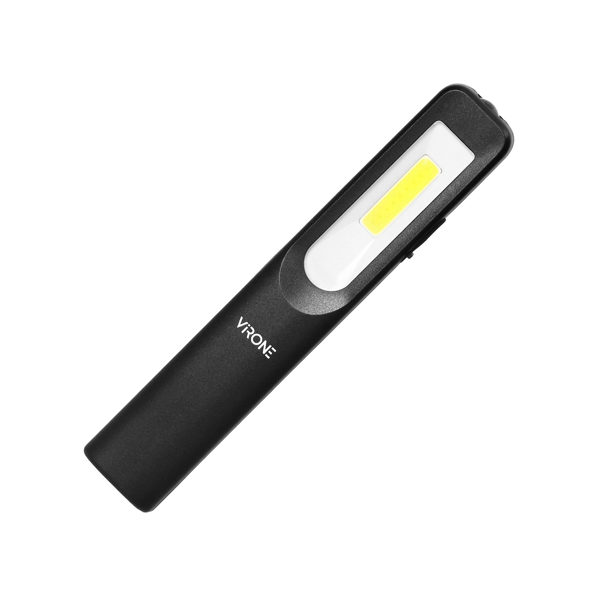 Latarka warsztatowa LED 3W 200lm + 3W 50lm, 1200mAh, 3 tryby: 100%, 50%, dioda frontowa, magnes, klips