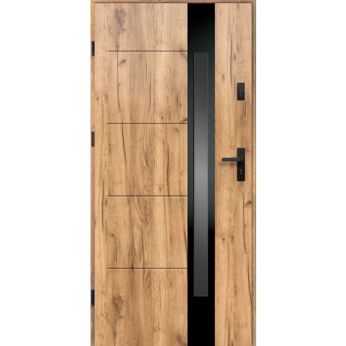 Drzwi stalowe MILAN szklone grandsom 80 prawe