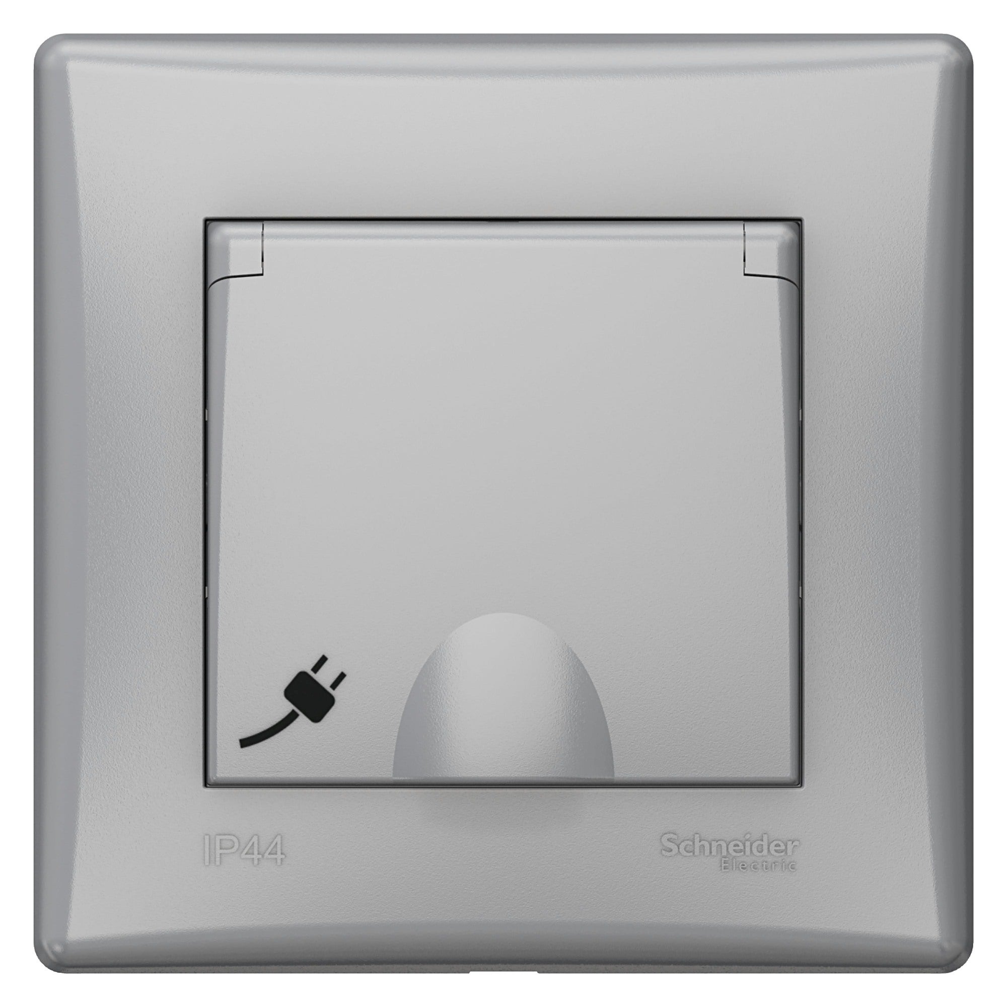 Schneider Sedna aluminium gniazdo pojedyncze z uziemieniem IP44 z ramką 0