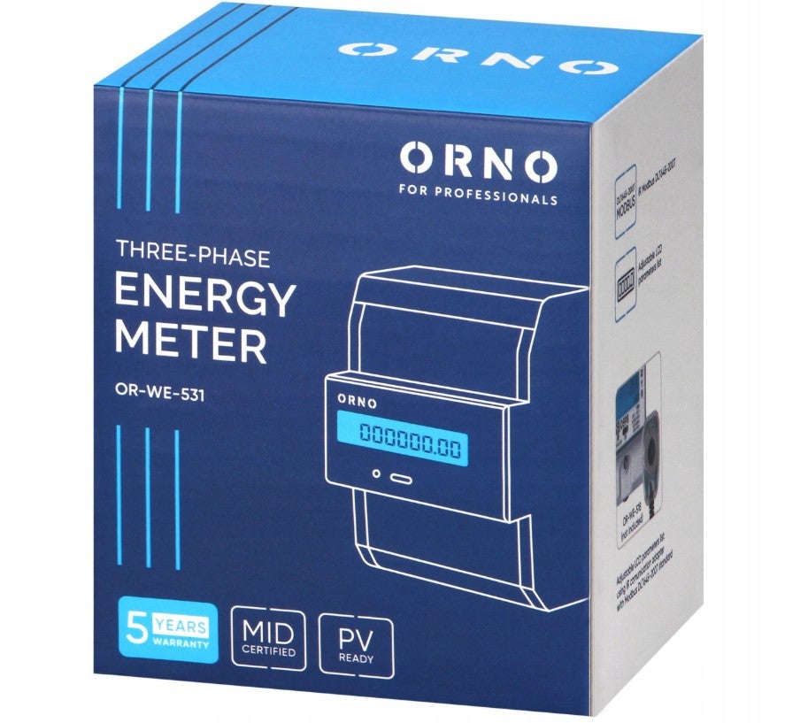 Licznik energii elekrycznej 3-fazowy, 80A, certyfikat MID 1