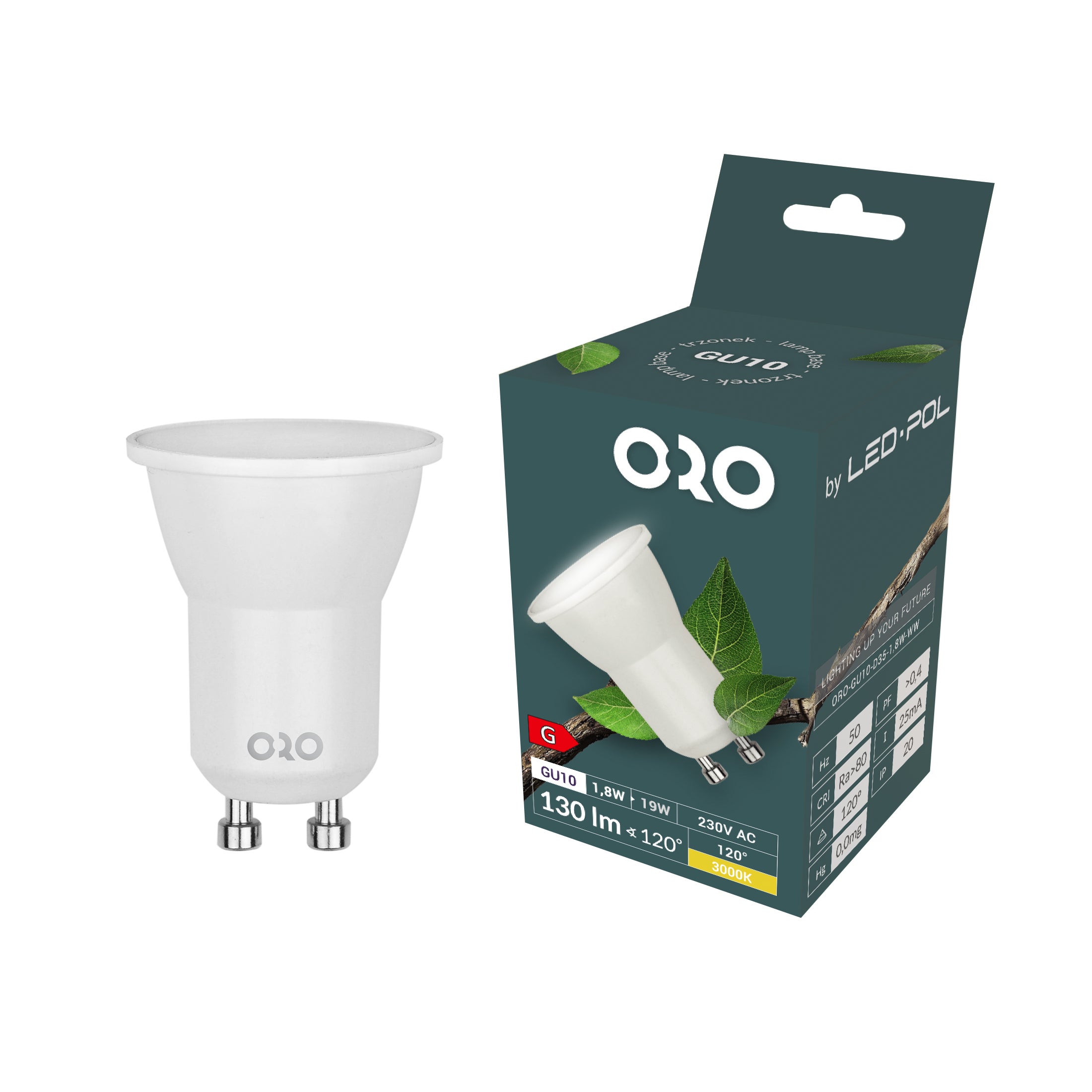 Żarówka LED GU10 D35 1,8W 130lm 3000K 3