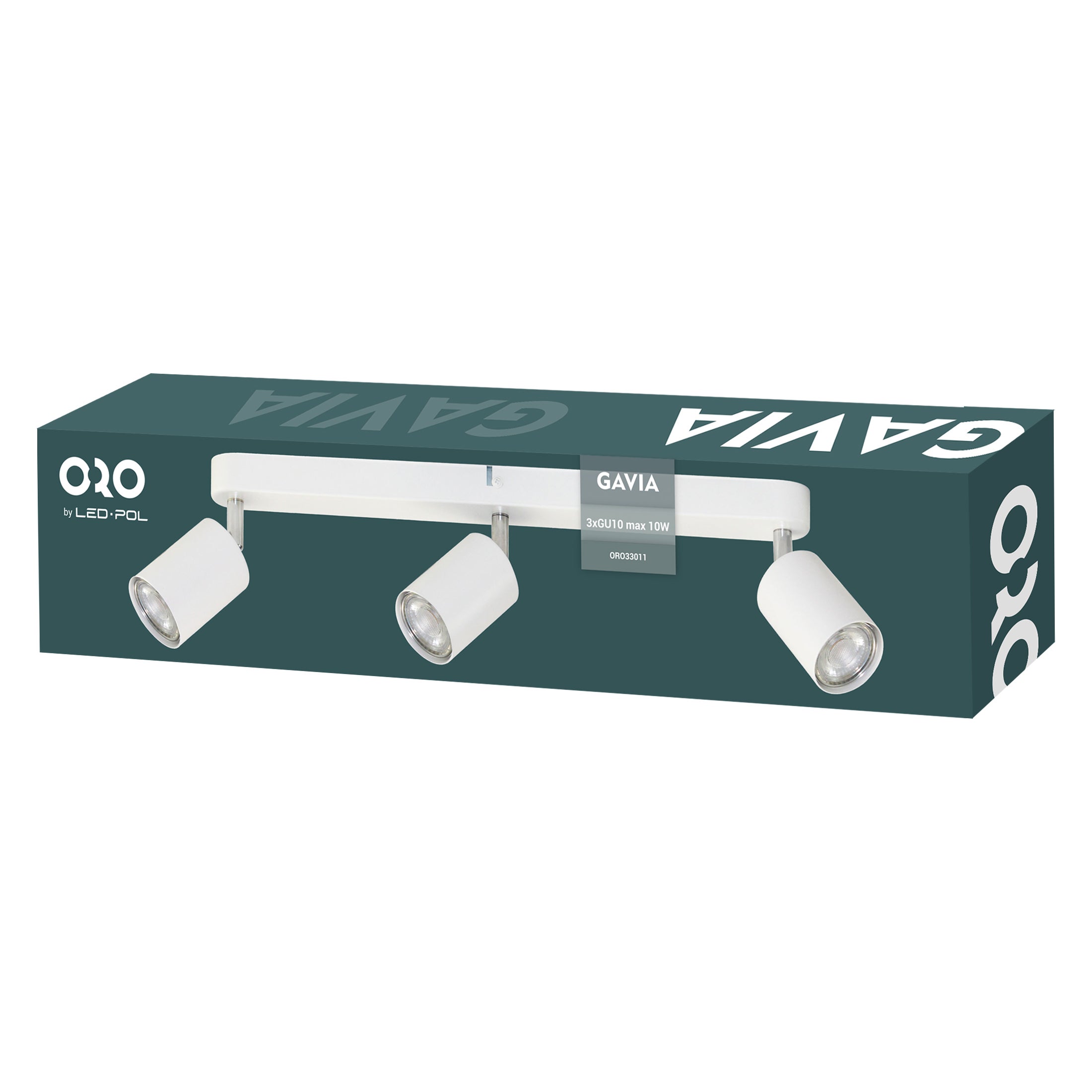 Lampa ścienno-sufitowa GAVIA 3xGU10 kolor biały, listwa, obrotowa 1