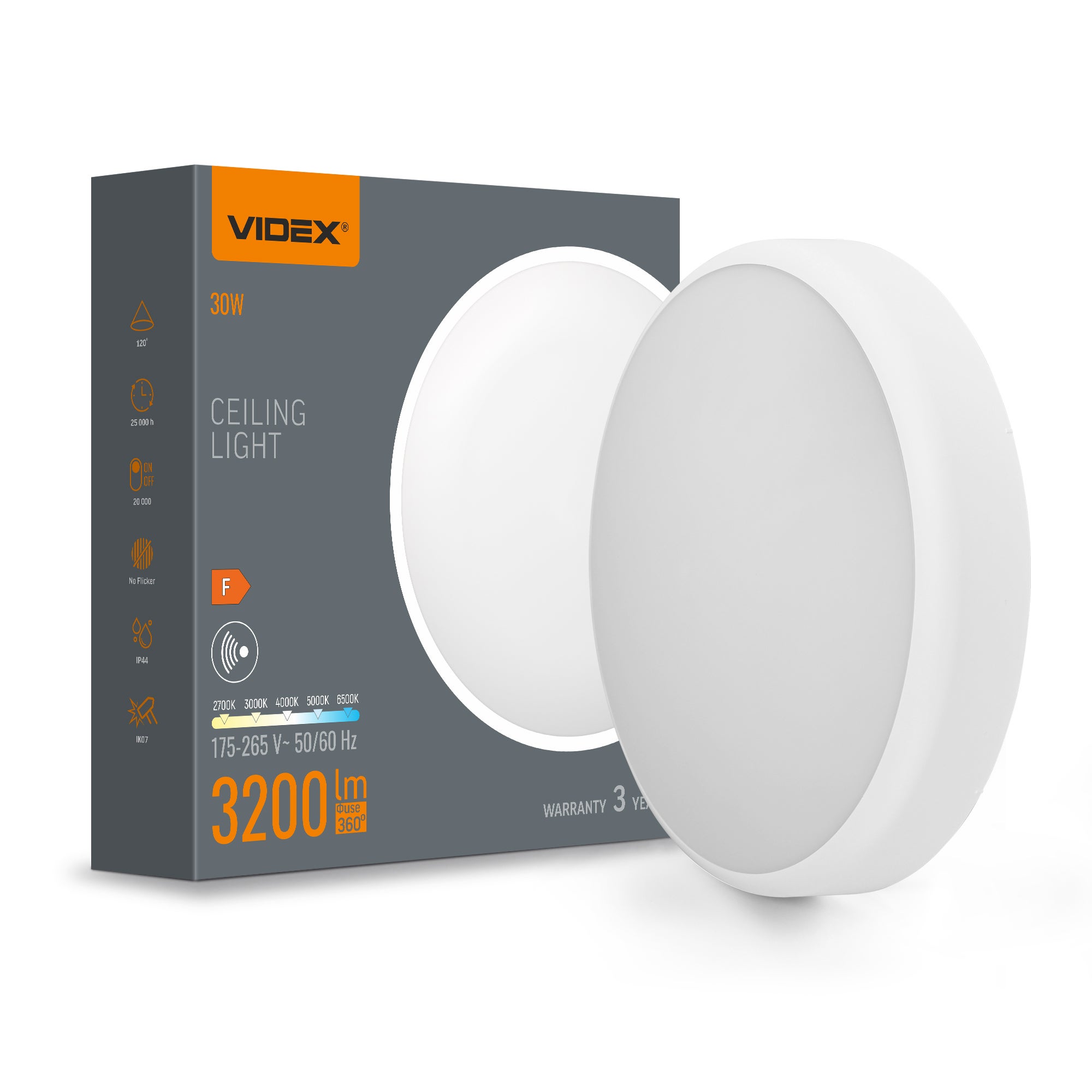 Plafon LED VL-CLR-300-2 15-30W 3200lm IP44 MVS 3