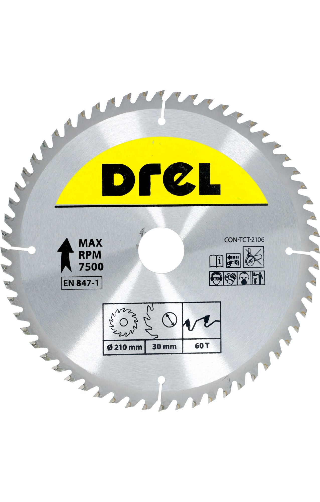 Piła widiowa do drewna 210 mm, 60Z, otwór 30/20/16 mm DREL