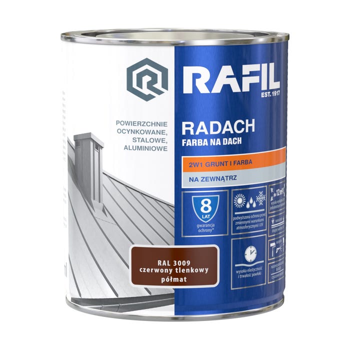 Farba na dach Rafil Radach czerwony tlenkowy RAL3009 0,75l