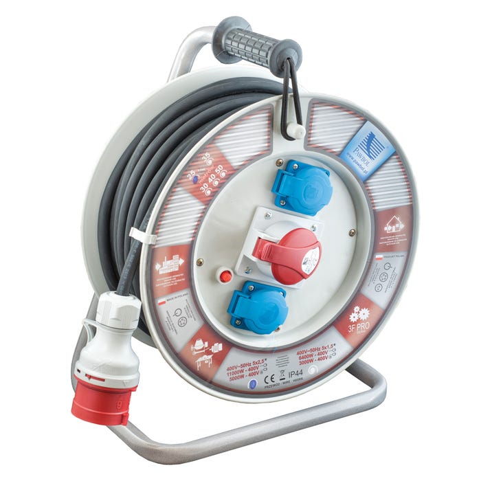 Przedłużacz bębnowy 30m 5x2,5 guma 1x16A/5P+2x250V IP44