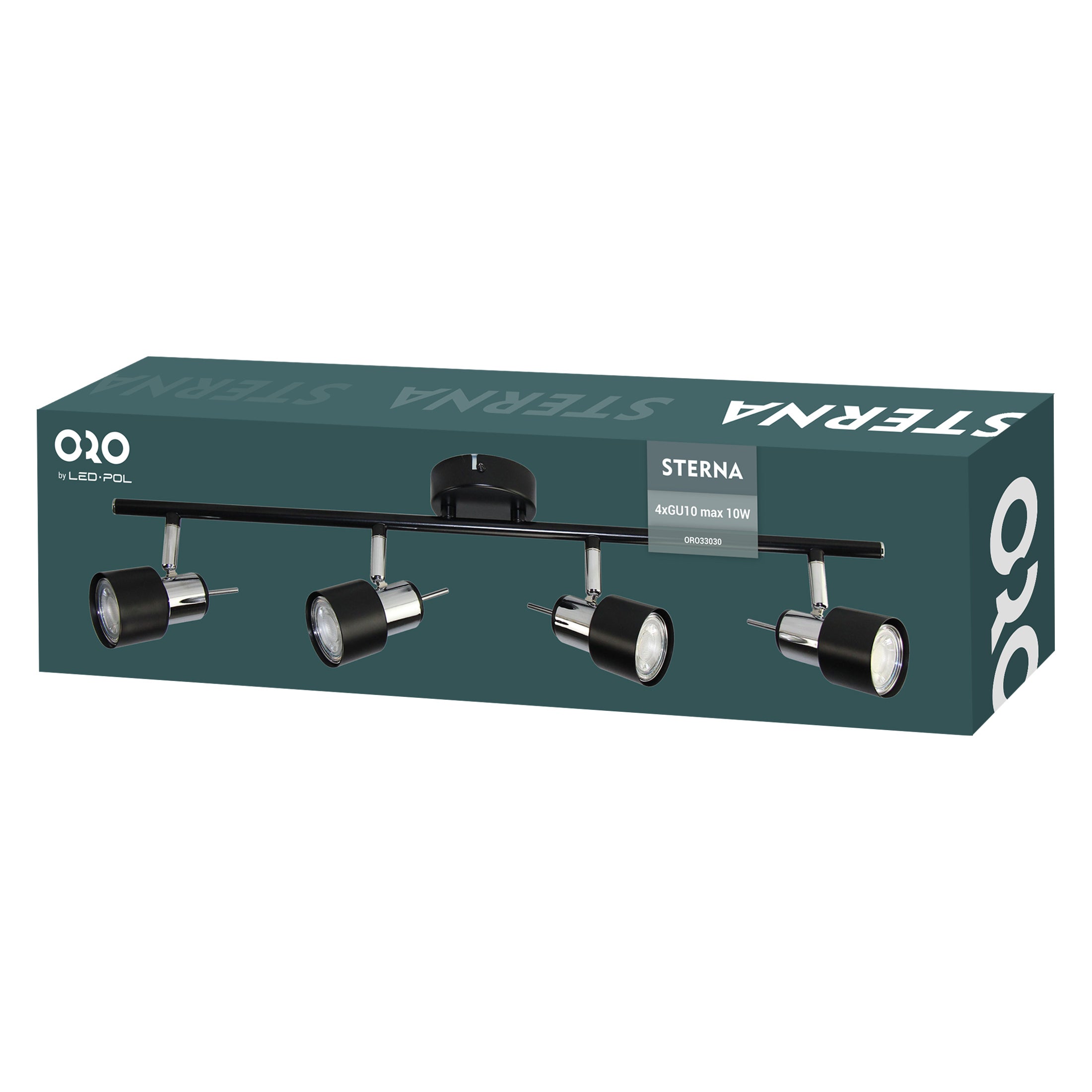Lampa ścienno-sufitowa STERNA 4xGU10 kolor czarny, listwa, obrotowa 1