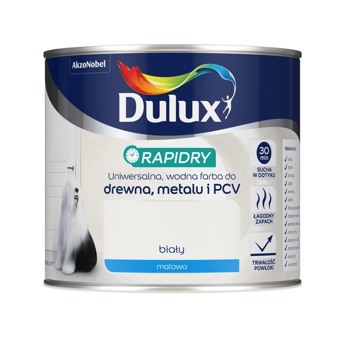 Emalia Dulux Rapidry biała matowa 0,4l
