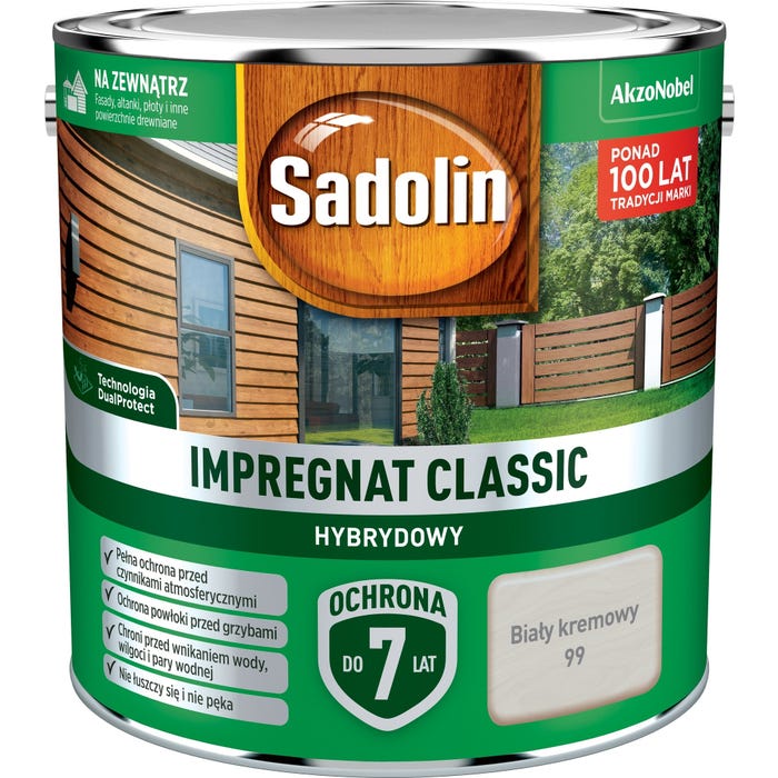 Impregnat hybrydowy Sadolin Classic biały kremowy 2,5l