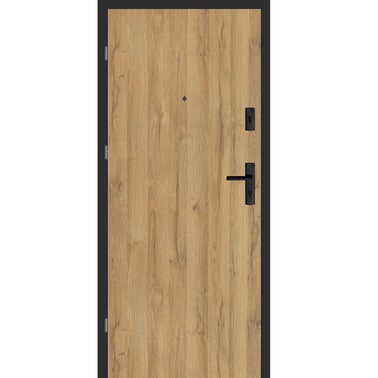 Drzwi wejściowe wewnątrzlokalowe Zeus 90 cm lewe dąb grand/black