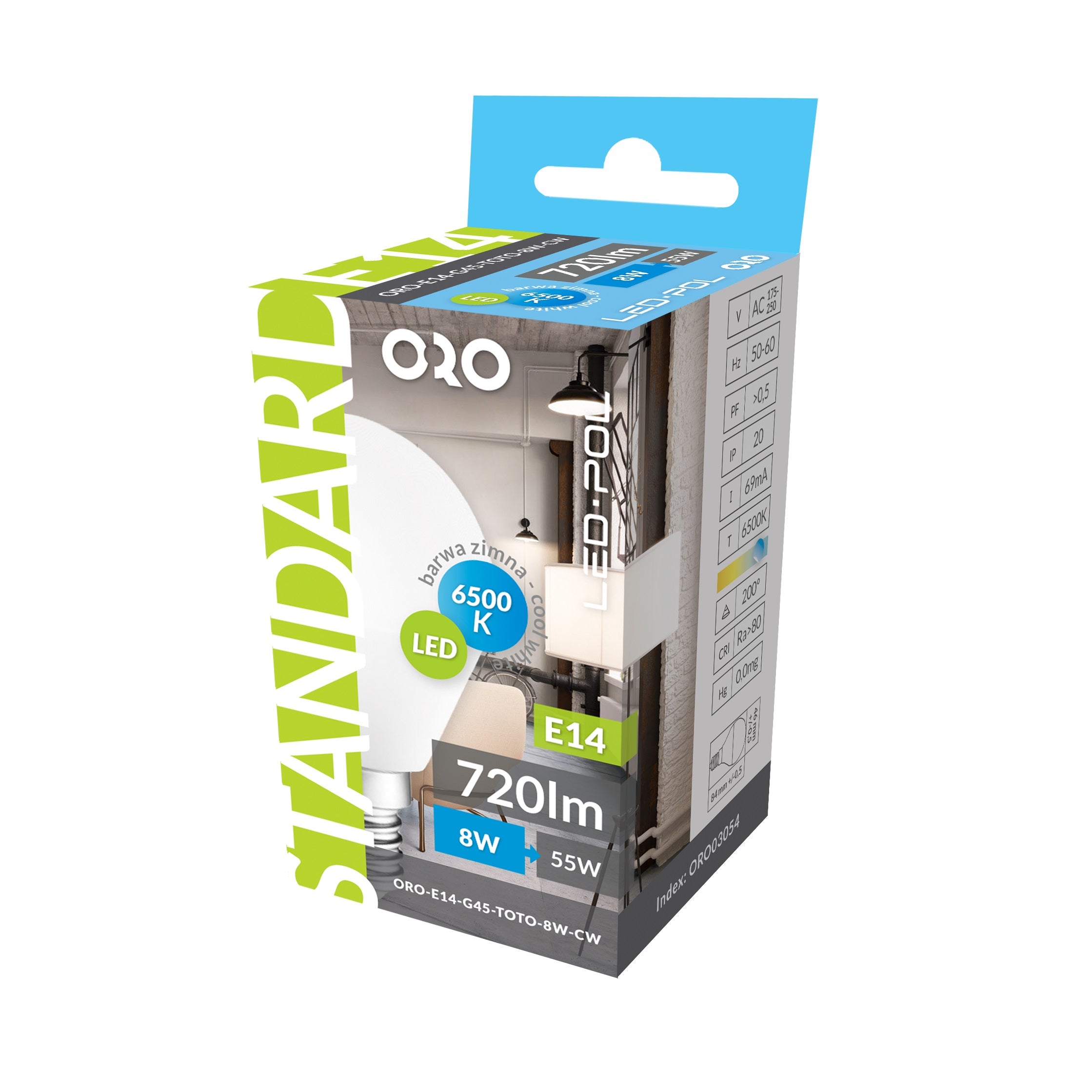 Żarówka LED E14 świeca 8W 900lm 6500K 2