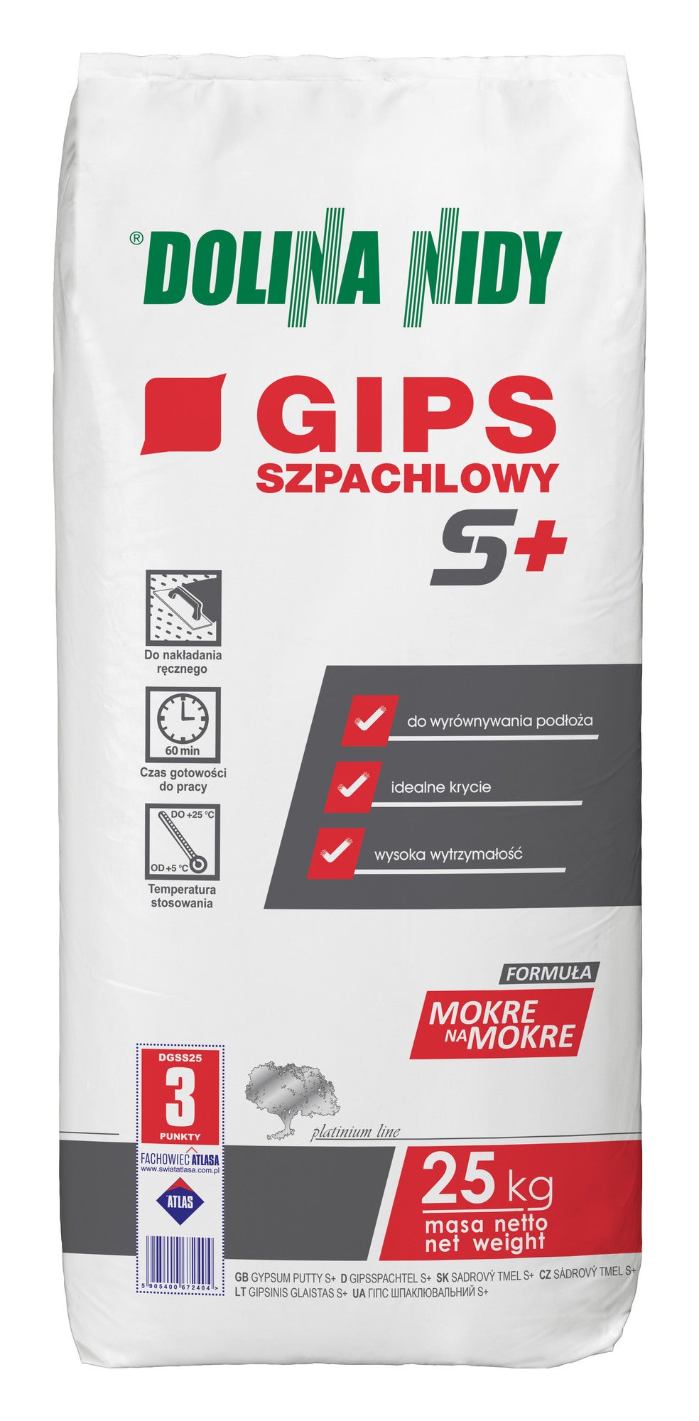 Gips Szpachlowy S+ Dolina Nidy 25 kg