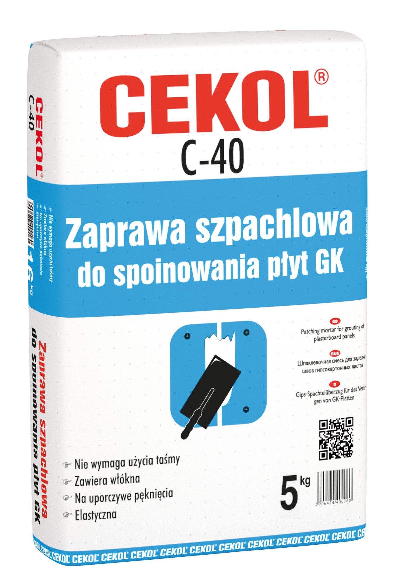 Zaprawa szpachlowa do spoinowania płyt gk Cekol C-40 5 kg