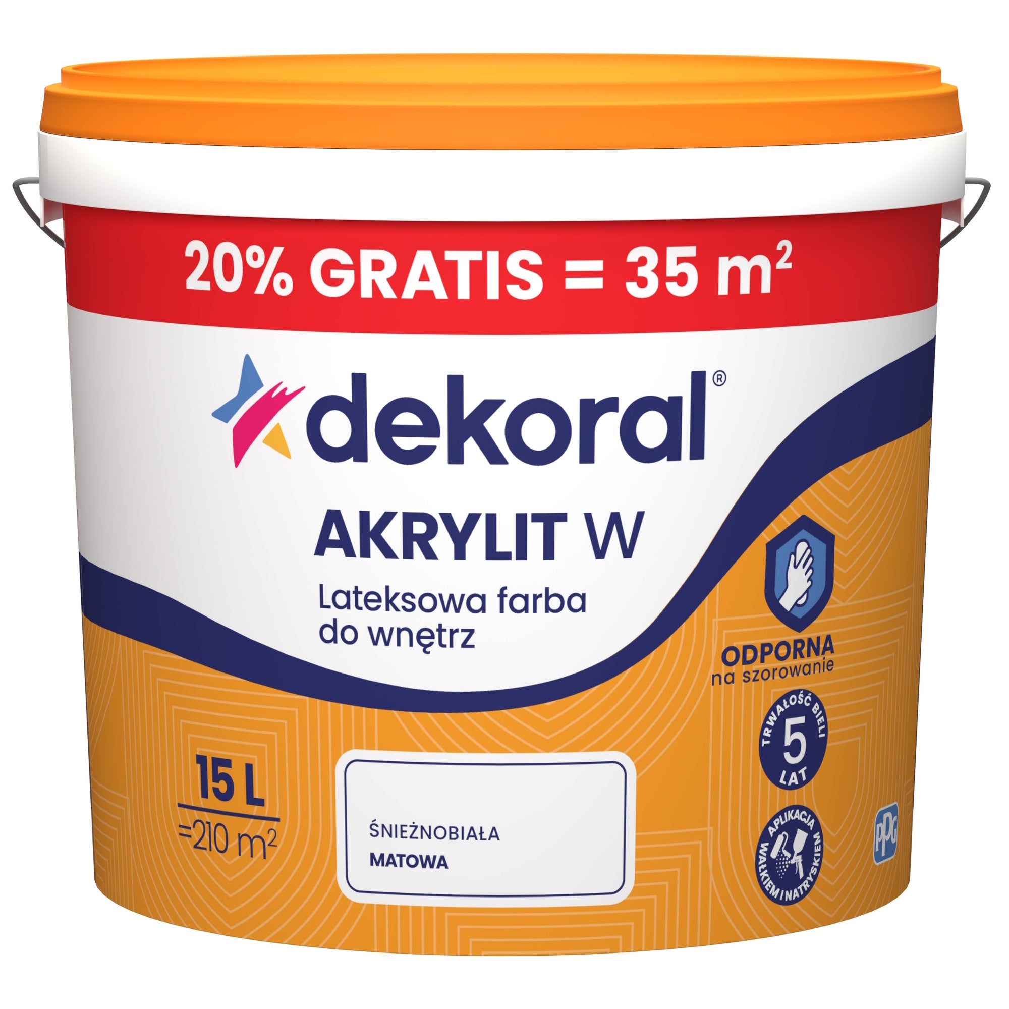 Farba Dekoral Akrylit W biała 15l