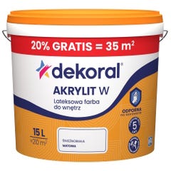 Farba Dekoral Akrylit W biała 15l 0