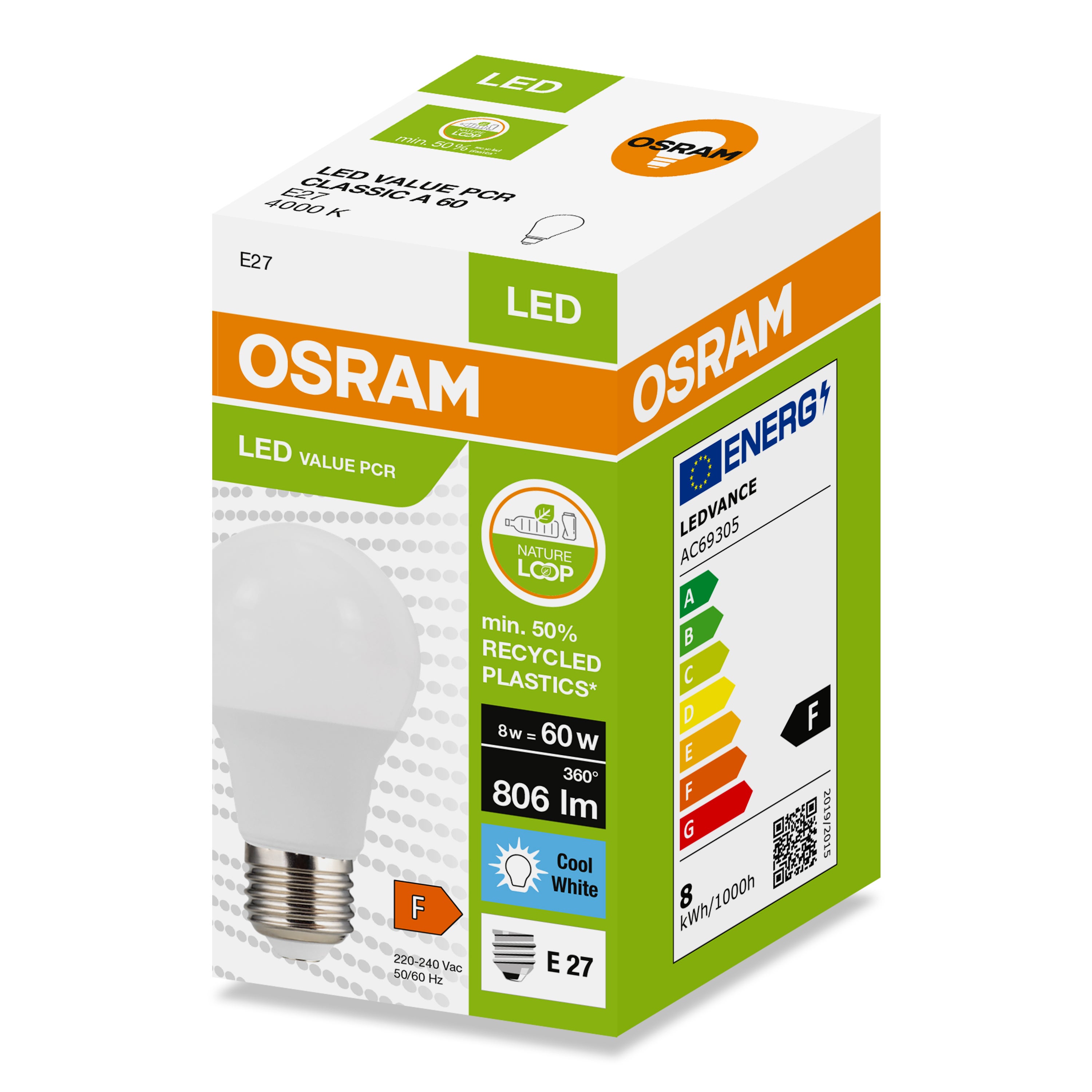 Żarówka LED E27 A60 8W 806lm 4000K 3