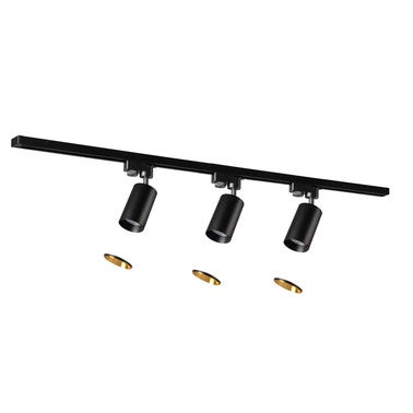 Zestaw szynoprzewodów 1-fazowy MARIBEL 3x GU10, szynoprzewód 1m, kolor czarno-złoty, wymienny odbłyśnik (czarny lub złoty) 3
