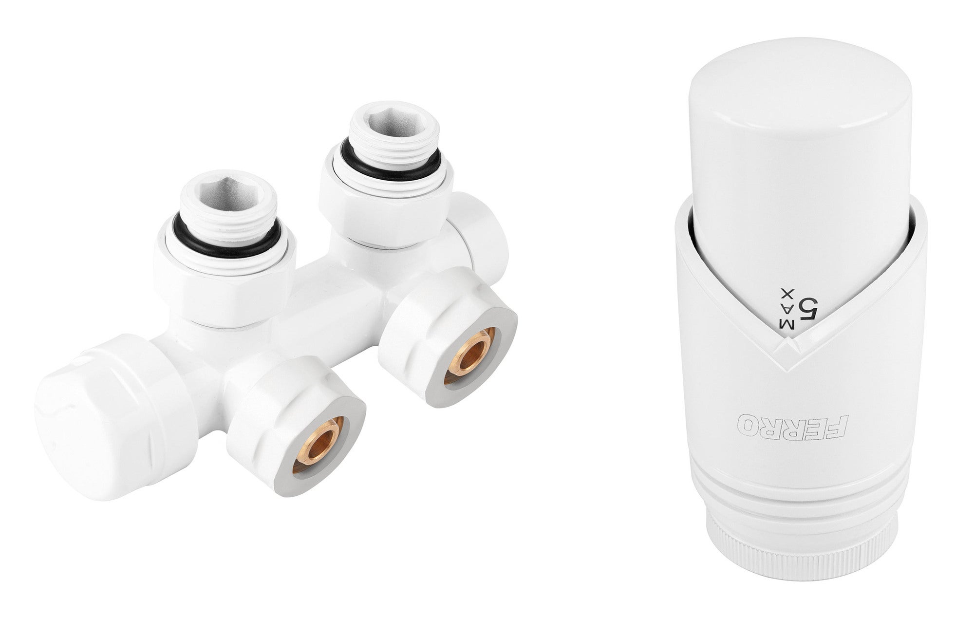 Zestaw termostatyczny zespolony z głowicą, biały