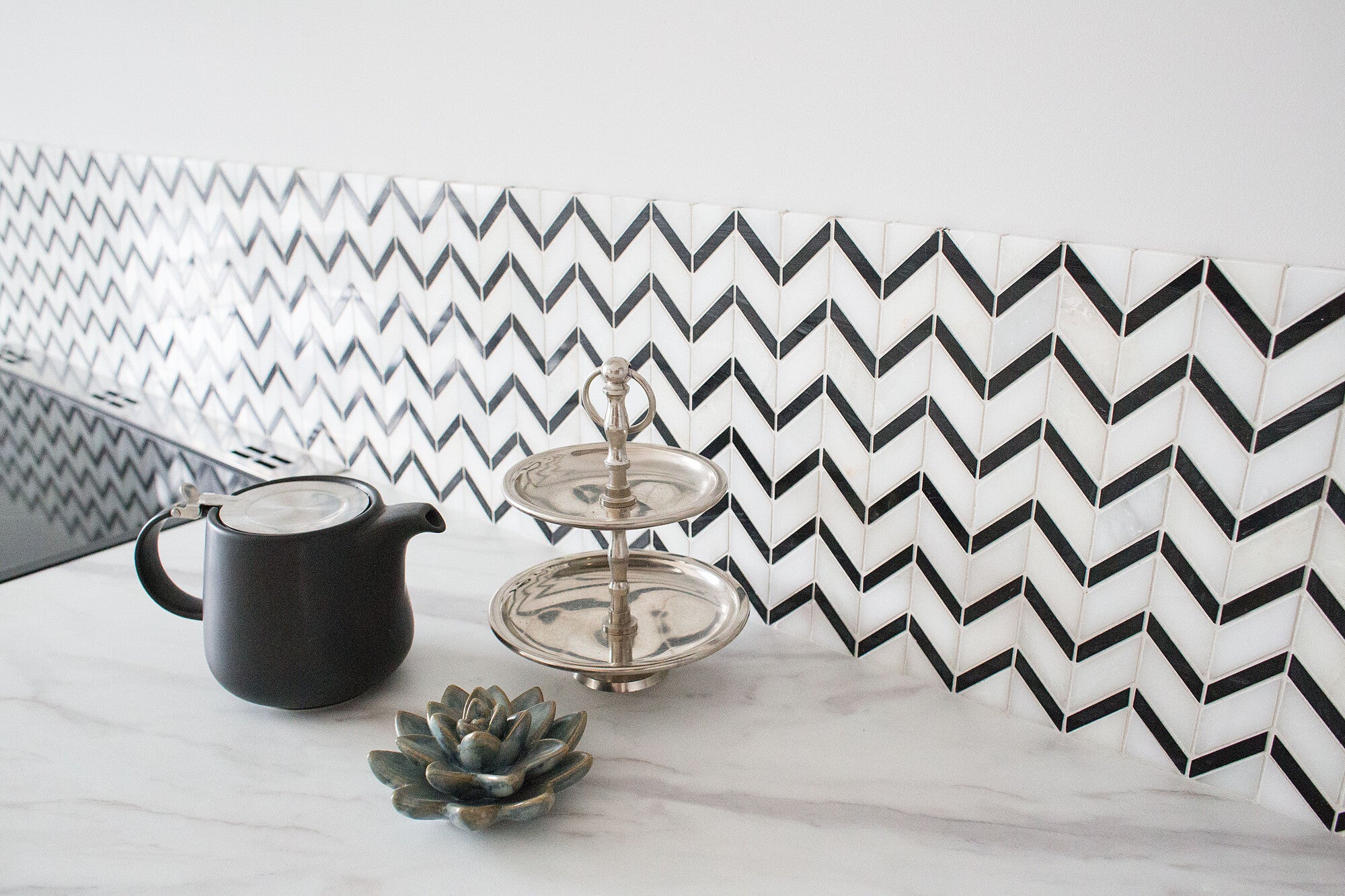 Mozaika kamienna Pure White Chevron Mix 31x30.5 cm 2