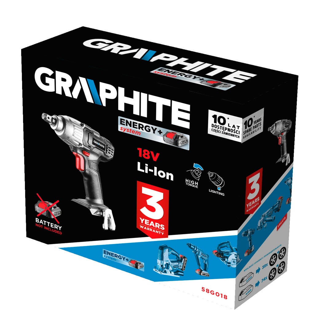 Klucz udarowy 1/2" 18V 180Nm 58G018 Graphite / bez aku 1