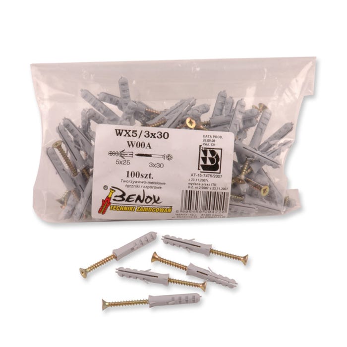 Kołek rozporowy 8x40 mm z wkrętem 5.0x50 mm (50 szt.)