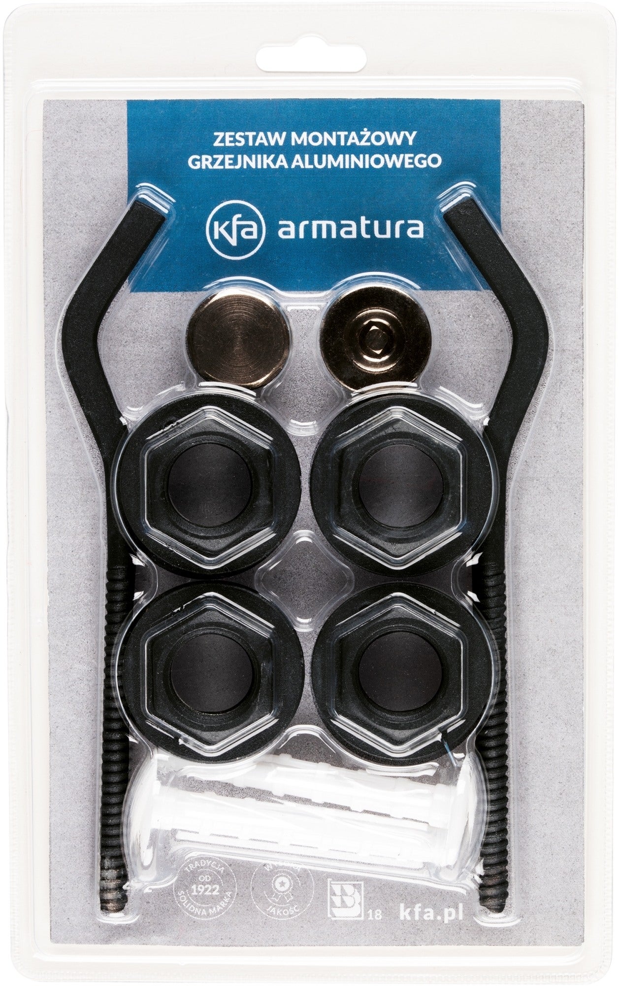 Komplet korków i haków grzejnikowych 1x1/2", czarny 1