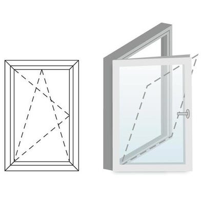 Okno fasadowe 2-szybowe PCV O1 rozwierno-uchylne jednoskrzydłowe lewe 565x535 mm białe