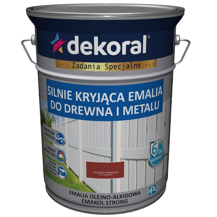 Emalia olejno-alkidowa Dekoral Emakol Strong czerwony karminowy 5l