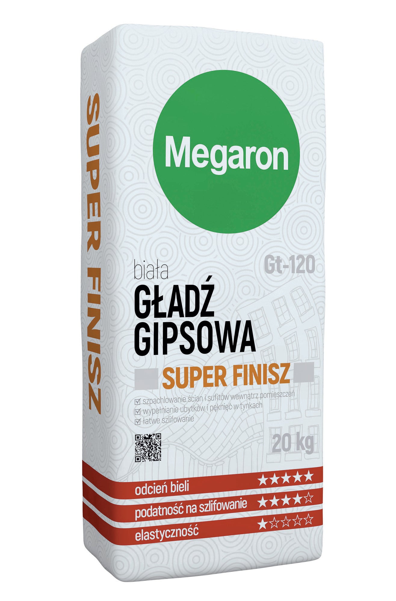 Gładź gipsowa Super Finisz Megaron Gt-120 20 kg, biała 0