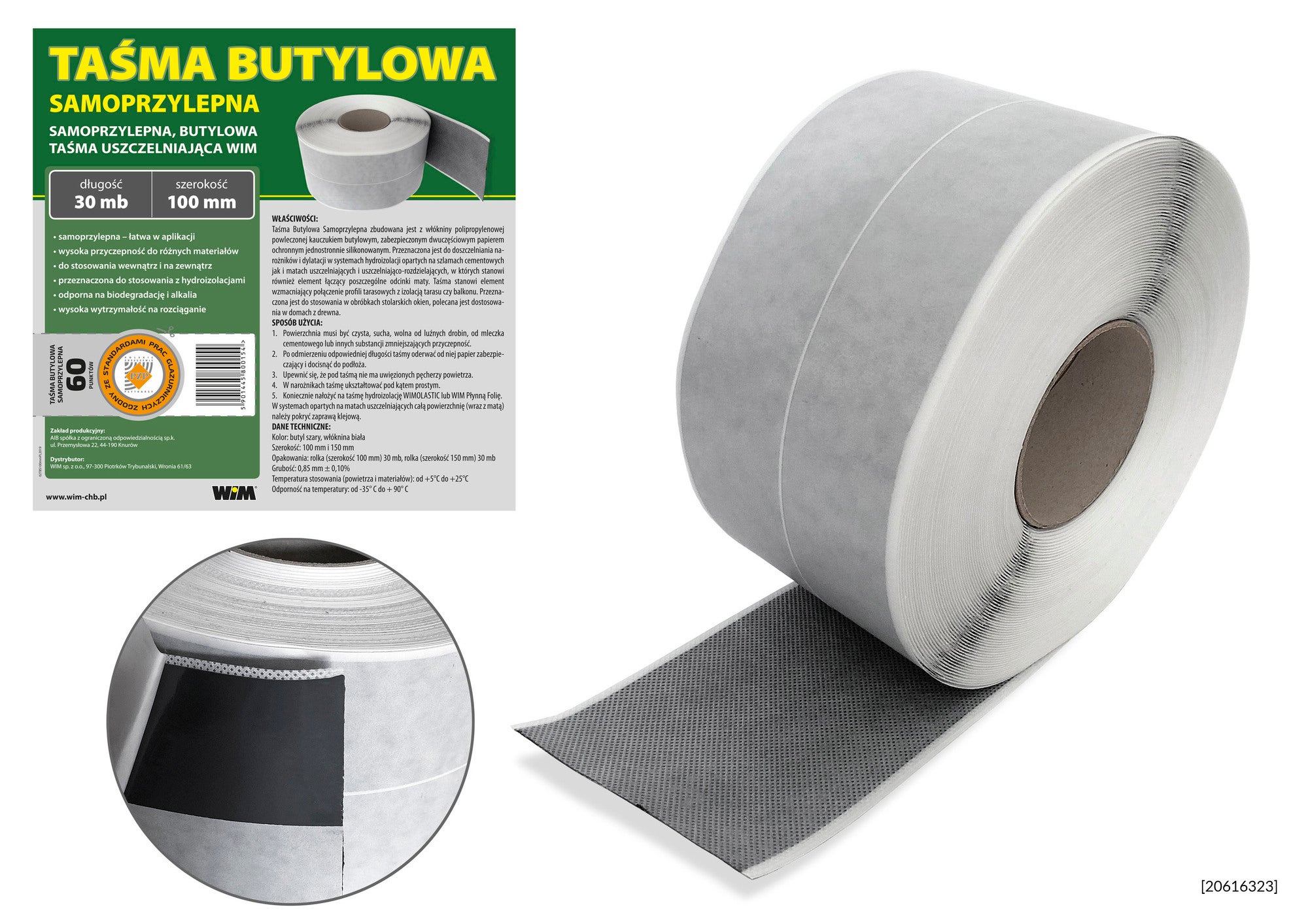 Taśma butylowa 100 mm 30 mb 0