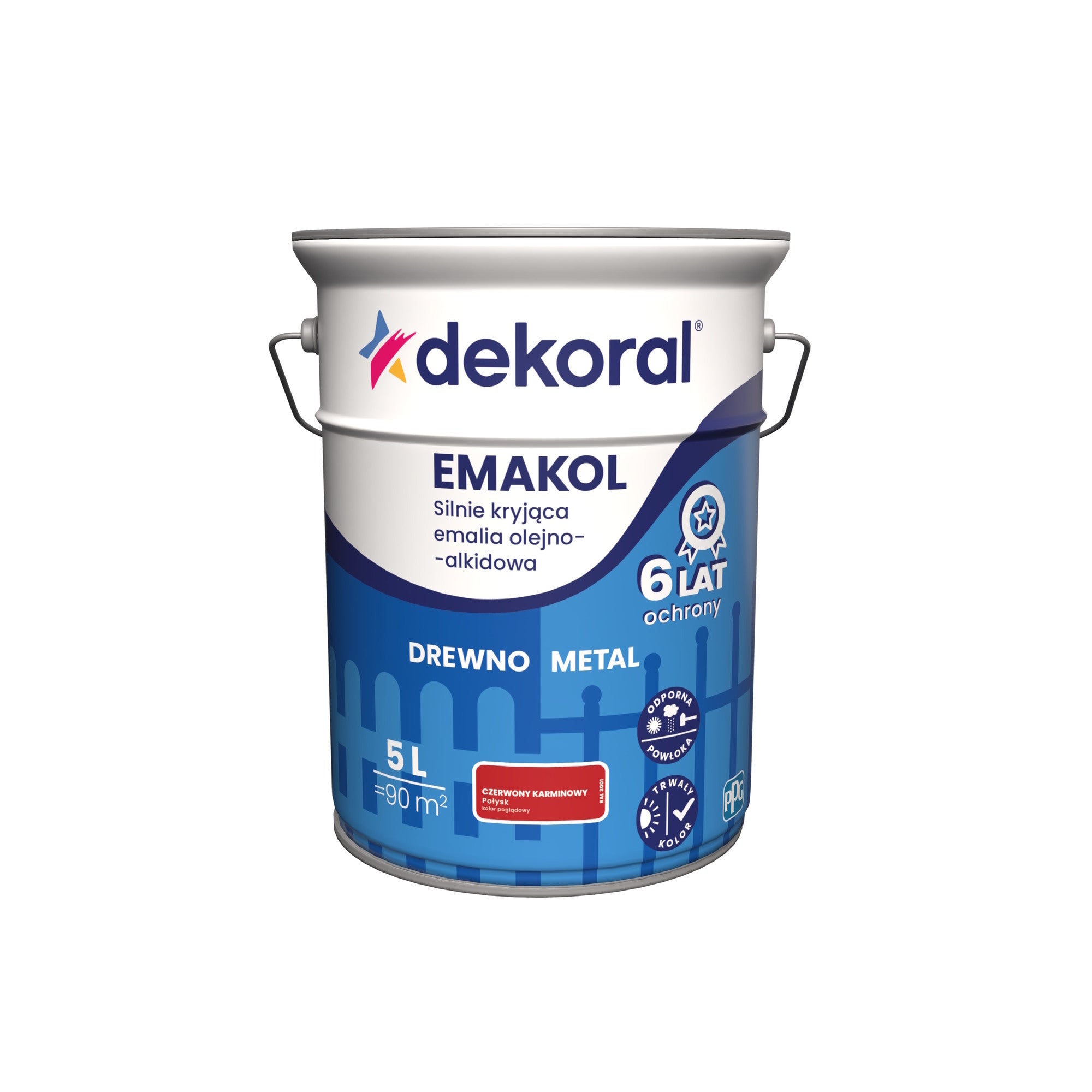 Emalia olejno-alkidowa Dekoral Emakol Strong czerwony karminowy 5l