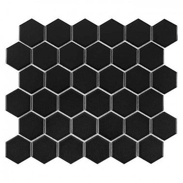 Zdjęcia - Płytka Mozaika ceramiczna Hexagon Black Matt 32x28 cm
