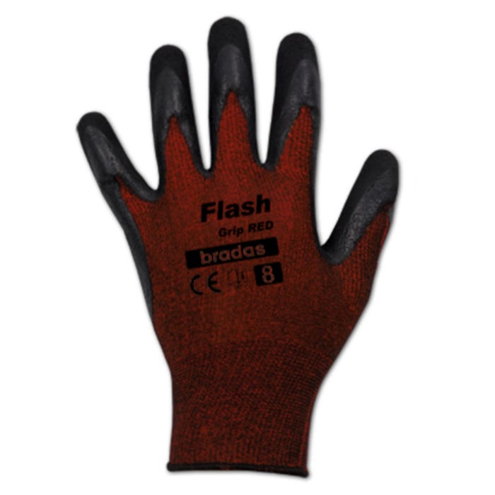 Rękawice powlekane piankowym FLASH GRIP RED Bradas, rozm. 9 (L)