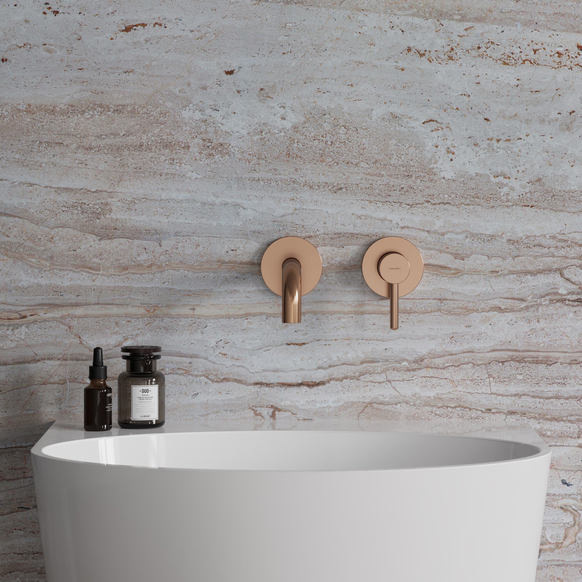 Bateria umywalkowa podtynkowa Omnires Y miedź szczotkowana 2