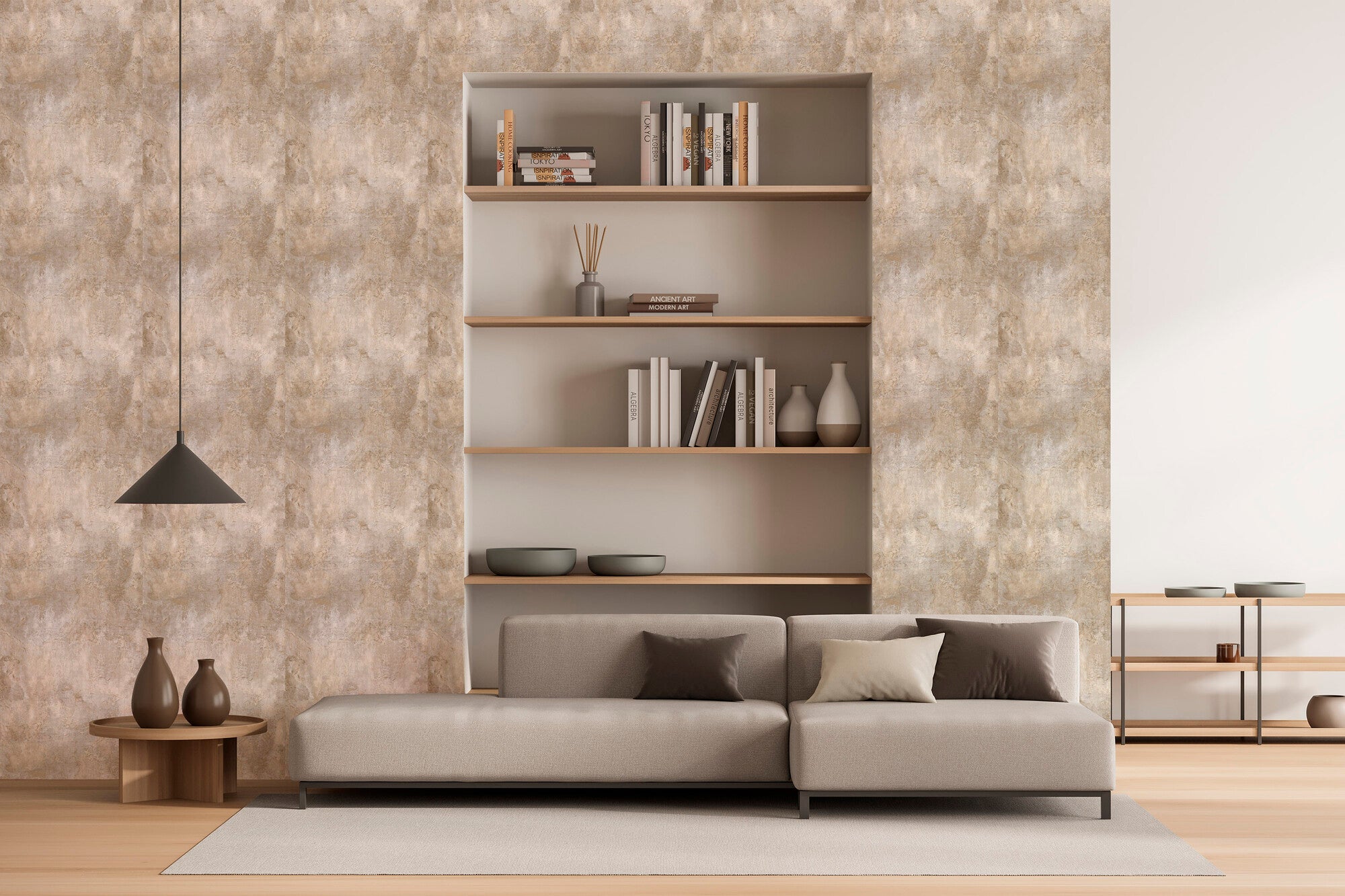 Tapeta winylowa na fizelinie castello plaster - beton beż 1