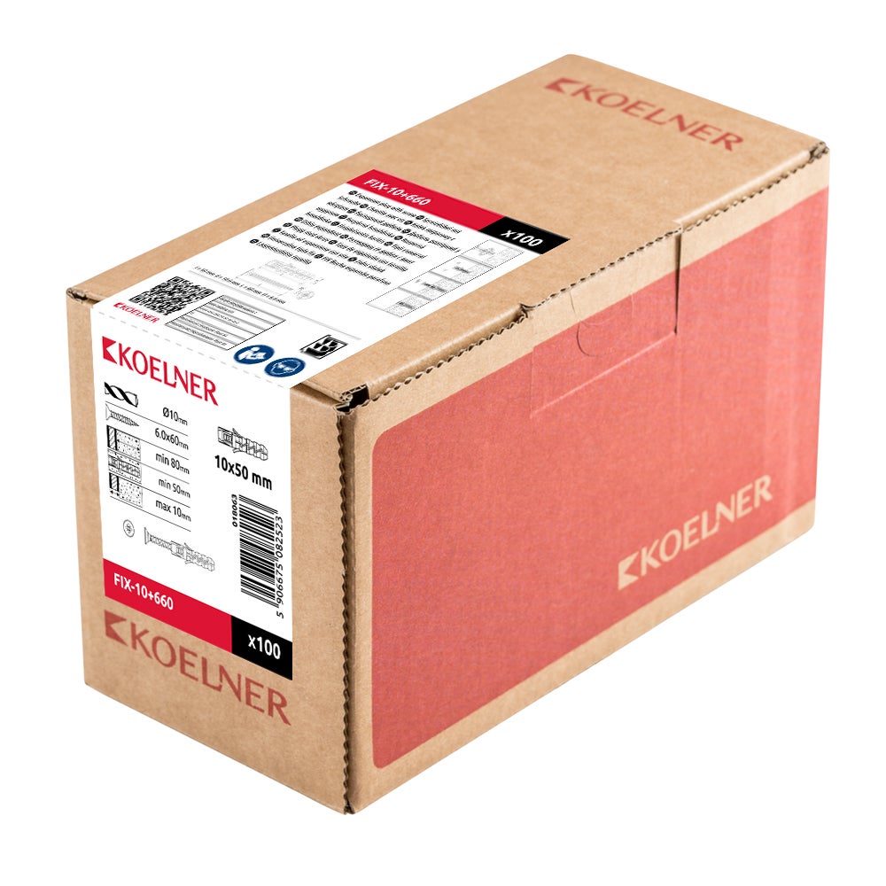 Kołek rozporowy FIX fi 10 wkrętem 6.0x60mm (100 szt.) 1