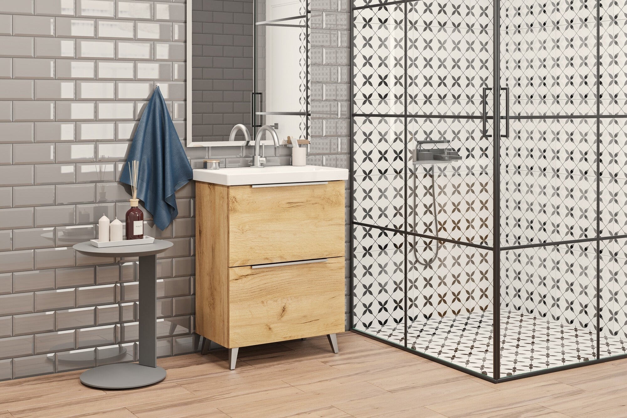 Szafka z umywalką Meble21 Manta 50 x 35 cm dąb 2