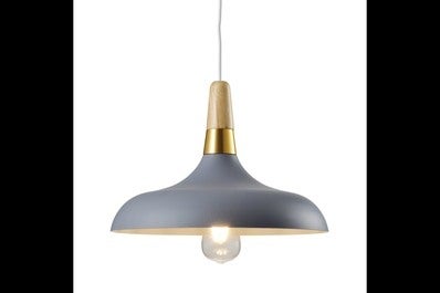 Oprawa sufitowa SKANDI 1 1x E27, szary, średnica 35cm, materiał metal+drewno