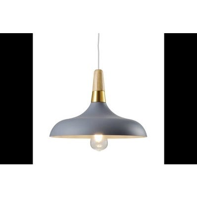Oprawa sufitowa SKANDI 1 1x E27, szary, średnica 35cm, materiał metal+drewno
