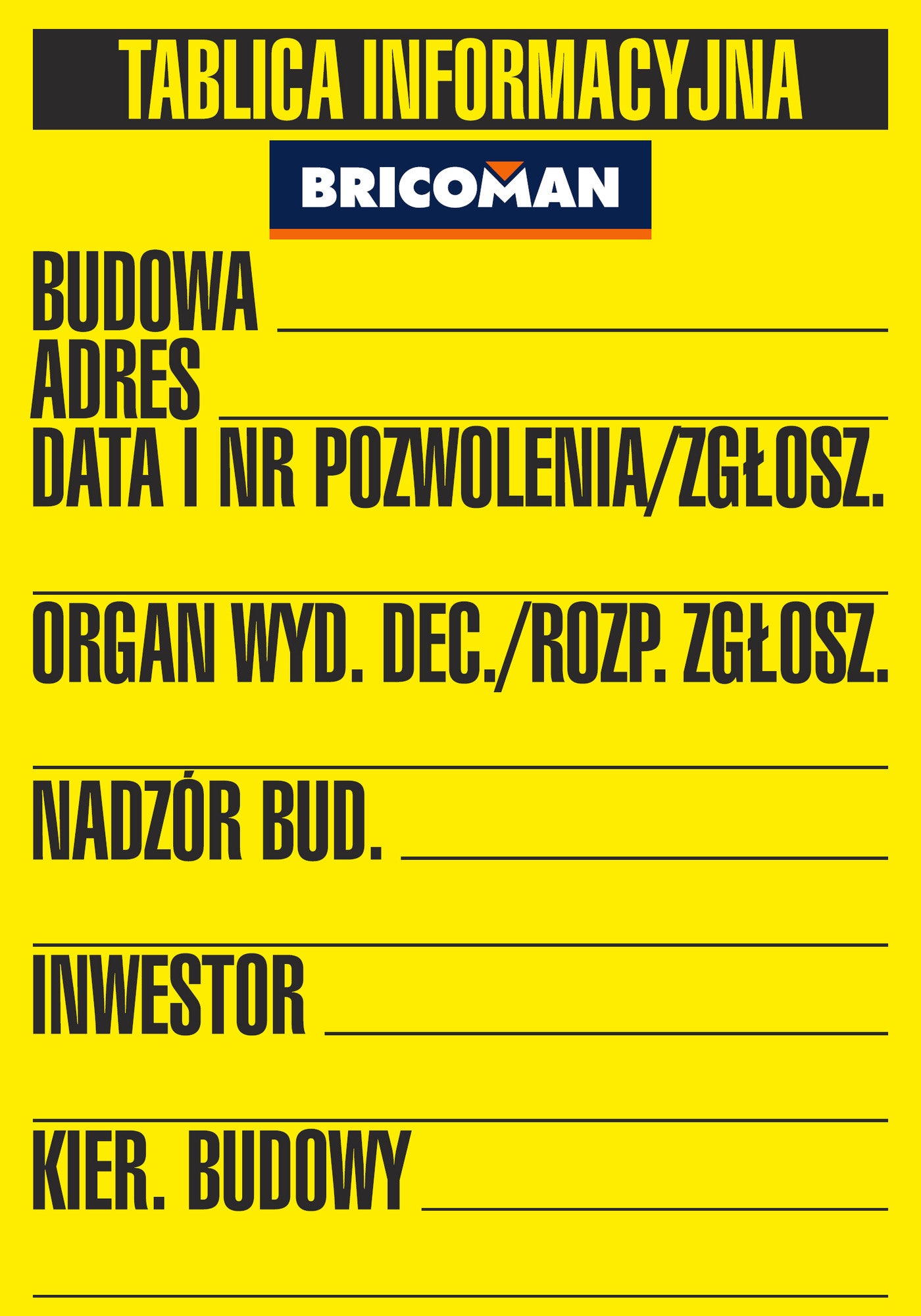 Tablica informacyjna LOGO BRICOMAN