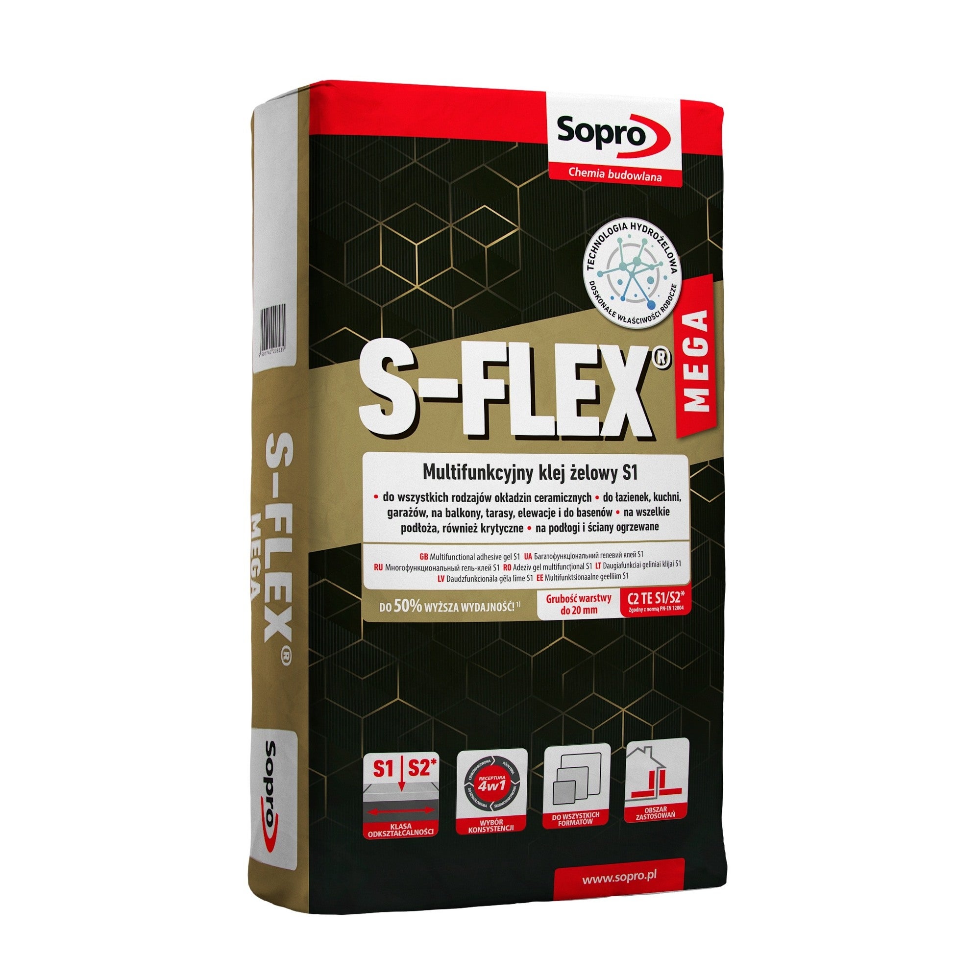 Zaprawa klejowa S-FLEX MEGA  S1 szara 22.5KG