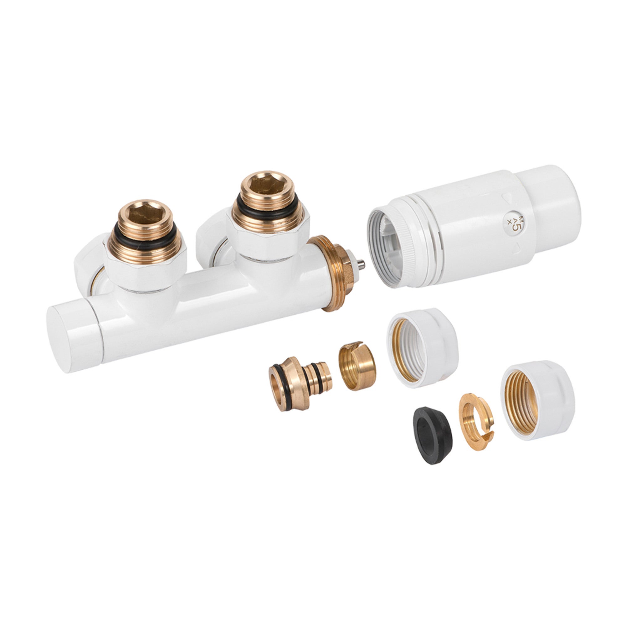 Zestaw termostatyczny Prov Duo-Plex 1/2" ze złączkami, biały 1