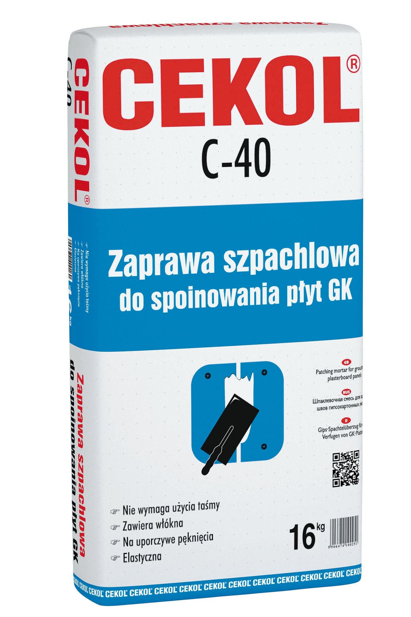 Zaprawa szpachlowa do spoinowania płyt gk Cekol C-40 16 kg