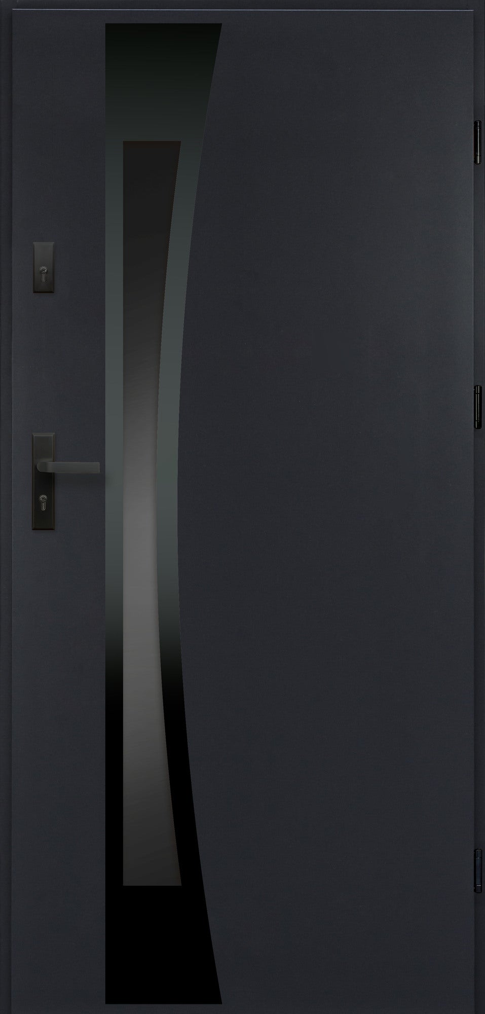 Drzwi stalowe WIEN szklone antracyt 90 prawe