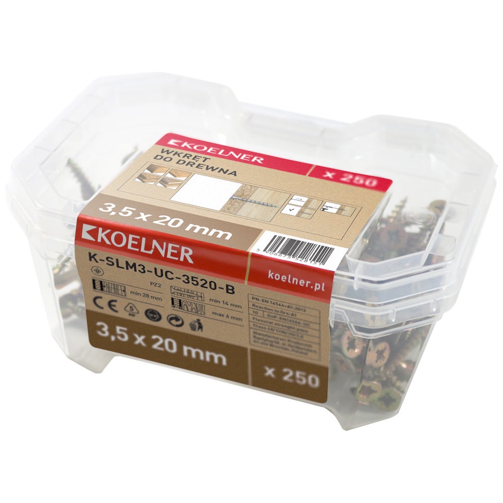 Wkręt utwardzany do drewna 3.5x20 mm (250 szt.) 1