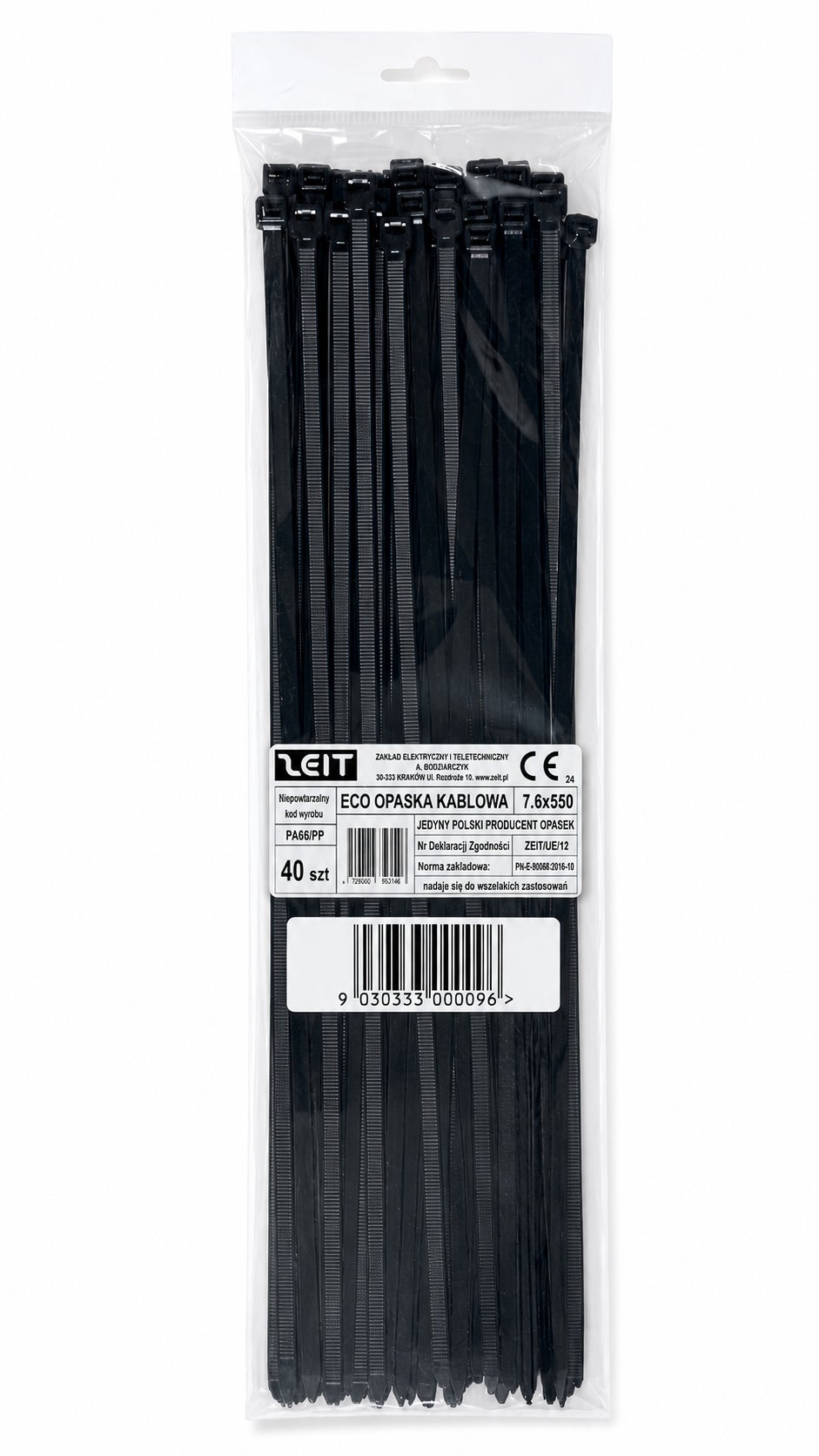 Opaska kablowa UV 7,6x550 mm 40 szt czarna 1